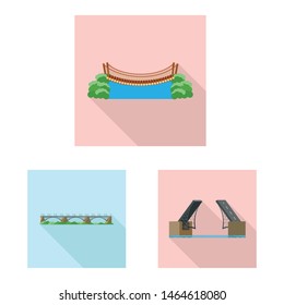 Isolated object of bridgework and bridge symbol. Set of bridgework and landmark vector icon for stock.