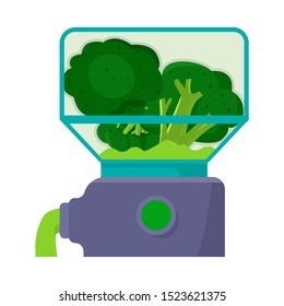 Isolated object of broccoli and blender icon. Web element of broccoli and equipment stock symbol for web.