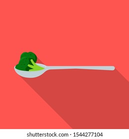 Isolated object of broccoli and spoon sign. Graphic of broccoli and dinner vector icon for stock.
