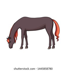 Isolated object of brown horse sign. Collection of horse and stand vector icon for stock.