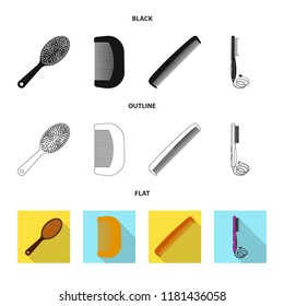 Isolated object of brush and hair icon. Set of brush and hairbrush vector icon for stock.
