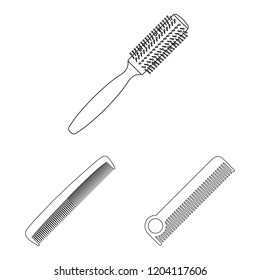 Isolated object of brush and hair icon. Collection of brush and hairbrush stock vector illustration.