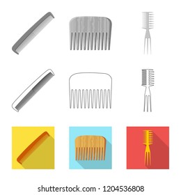 Isolated object of brush and hair icon. Collection of brush and hairbrush vector icon for stock.