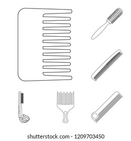 Isolated object of brush and hair icon. Collection of brush and hairbrush stock vector illustration.