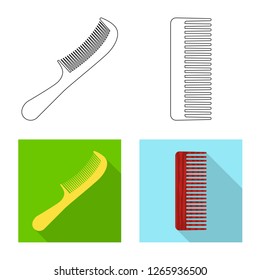 Isolated object of brush and hair icon. Collection of brush and hairbrush stock vector illustration.