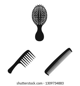 Isolated object of brush and hair icon. Collection of brush and hairbrush vector icon for stock.