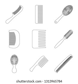 Isolated object of brush and hair icon. Set of brush and hairbrush vector icon for stock.