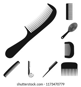 Isolated object of brush and hair logo. Set of brush and hairbrush stock vector illustration.