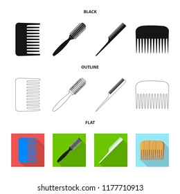 Isolated object of brush and hair logo. Set of brush and hairbrush stock symbol for web.