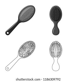 Isolated object of brush and hair logo. Set of brush and hairbrush stock symbol for web.