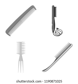 Isolated object of brush and hair logo. Collection of brush and hairbrush vector icon for stock.