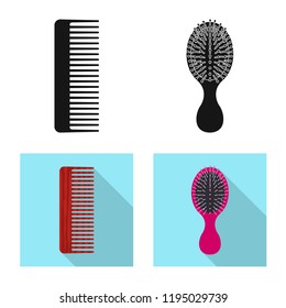 Isolated object of brush and hair logo. Collection of brush and hairbrush stock symbol for web.