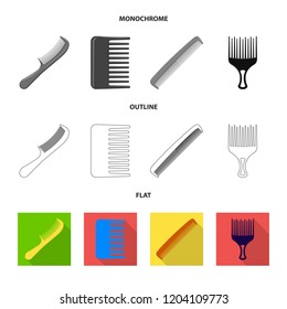 Isolated object of brush and hair logo. Collection of brush and hairbrush stock symbol for web.