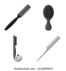 Isolated object of brush and hair logo. Set of brush and hairbrush vector icon for stock.