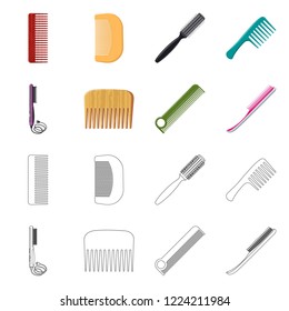 Isolated object of brush and hair logo. Set of brush and hairbrush stock symbol for web.