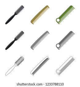Isolated object of brush and hair logo. Collection of brush and hairbrush vector icon for stock.