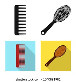 Isolated object of brush and hair logo. Collection of brush and hairbrush vector icon for stock.
