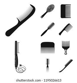 Isolated object of brush and hair sign. Set of brush and hairbrush stock symbol for web.