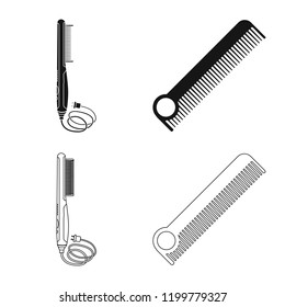 Isolated object of brush and hair sign. Set of brush and hairbrush stock symbol for web.