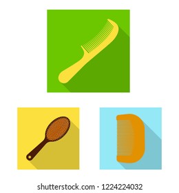 Isolated object of brush and hair sign. Collection of brush and hairbrush stock symbol for web.