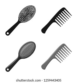 Isolated object of brush and hair sign. Collection of brush and hairbrush stock symbol for web.