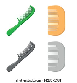 Isolated object of brush and hair sign. Collection of brush and hairbrush stock symbol for web.
