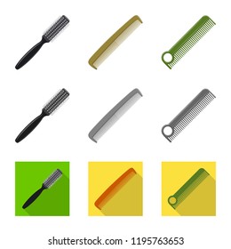 Isolated object of brush and hair symbol. Set of brush and hairbrush vector icon for stock.