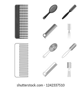Isolated object of brush and hair symbol. Set of brush and hairbrush vector icon for stock.