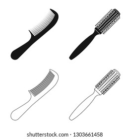 Isolated object of brush and hair symbol. Set of brush and hairbrush stock symbol for web.