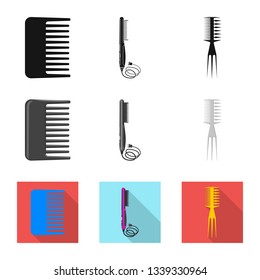 Isolated object of brush and hair symbol. Set of brush and hairbrush vector icon for stock.