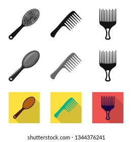 Isolated object of brush and hair symbol. Set of brush and hairbrush stock symbol for web.