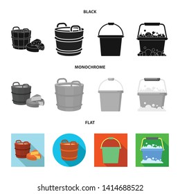 Isolated object of bucket and water icon. Set of bucket and full vector icon for stock.