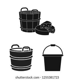 Isolated object of bucket and water logo. Collection of bucket and full stock vector illustration.