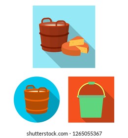 Isolated object of bucket and water sign. Set of bucket and full stock symbol for web.