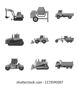 Isolated object of build and construction icon. Collection of build and machinery stock vector illustration.