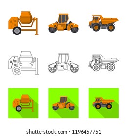 Isolated object of build and construction icon. Collection of build and machinery stock vector illustration.