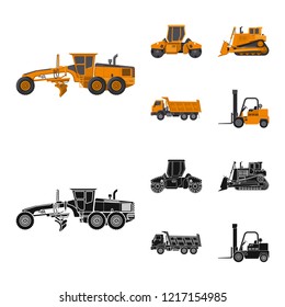 Isolated object of build and construction icon. Collection of build and machinery stock vector illustration.