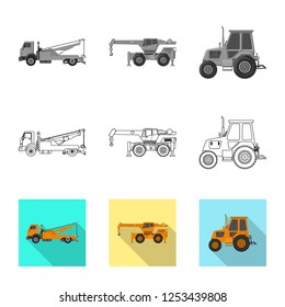 Isolated object of build and construction icon. Set of build and machinery vector icon for stock.