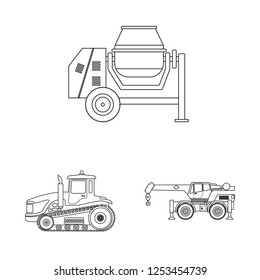 Isolated object of build and construction icon. Collection of build and machinery stock vector illustration.