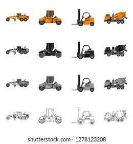Isolated object of build and construction icon. Set of build and machinery vector icon for stock.