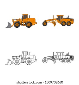 Isolated object of build and construction icon. Set of build and machinery stock vector illustration.