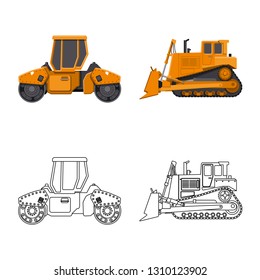 Isolated object of build and construction icon. Collection of build and machinery stock vector illustration.