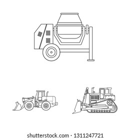 Isolated object of build and construction icon. Collection of build and machinery vector icon for stock.