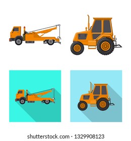 Isolated object of build and construction icon. Collection of build and machinery stock vector illustration.