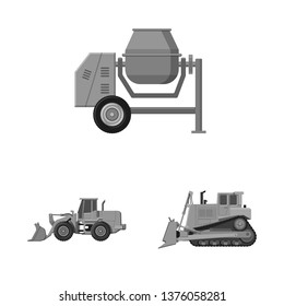 Isolated object of build and construction icon. Set of build and machinery stock symbol for web.