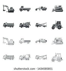 Isolated object of build and construction icon. Set of build and machinery stock vector illustration.