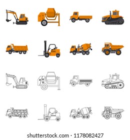 Isolated object of build and construction logo. Set of build and machinery stock vector illustration.