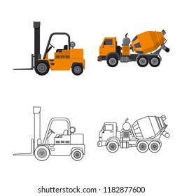 Isolated object of build and construction logo. Collection of build and machinery vector icon for stock.