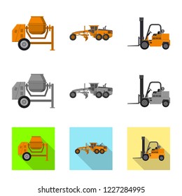 Isolated object of build and construction logo. Collection of build and machinery stock vector illustration.