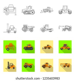 Isolated object of build and construction logo. Set of build and machinery vector icon for stock.